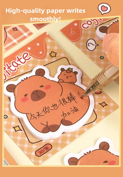 5Pcs/Lot Creative Capybara Memo Pad Cute Cartoon Sticky Notes Message Sticker Book Kawaii Writing Pads School Office Supplies Taj Home Store