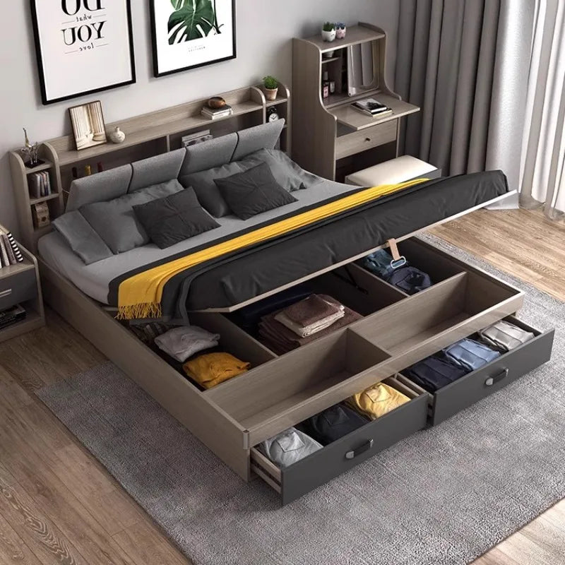 Unique Bedroom Bed Aesthetic Modern Girls Storage Luxury Bed Lounge Sleeping Headboard Letto Matrimoniale Home Accessories Taj Home Store