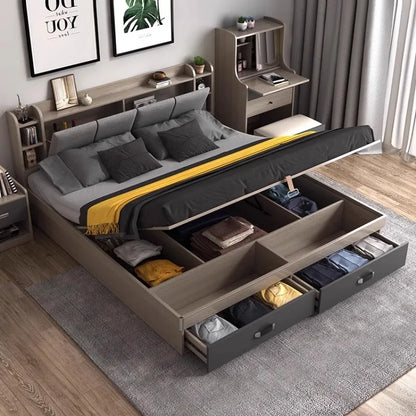 Unique Bedroom Bed Aesthetic Modern Girls Storage Luxury Bed Lounge Sleeping Headboard Letto Matrimoniale Home Accessories Taj Home Store