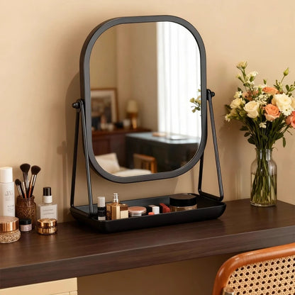 Rotating makeup mirror, light luxury style desktop with chassis, can store large makeup mirror, home dressing table mirror Taj Home Store