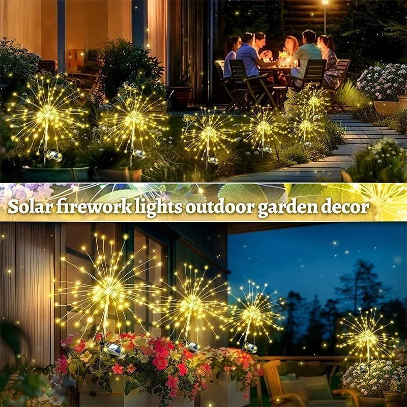 Outside Decorations Light Solar Lawn Light LED Garden Firework Dandelion Lights Sparkles Landscape Fairy Light Yard Patio Decor Taj Home Store