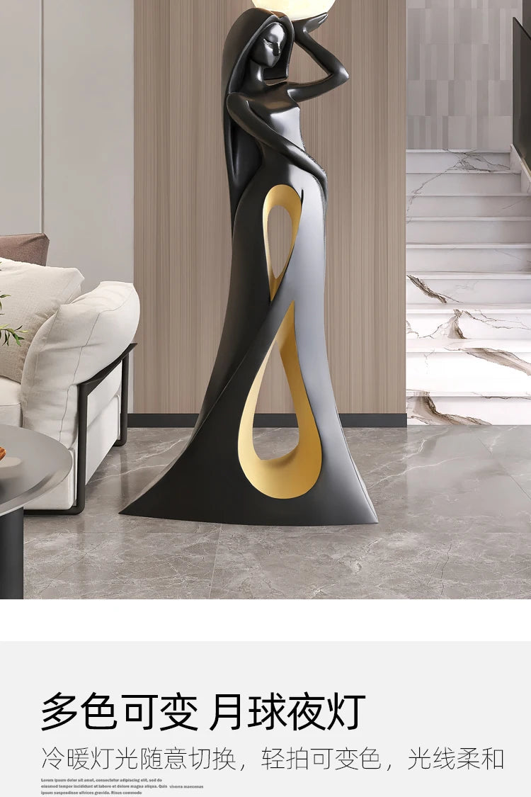 Home Decor Ladies Statue Living Room Large Floor Sofa TV Cabinet Modern Interior Soft Decoration Light Luxury Housewarming Gift Taj Home Store