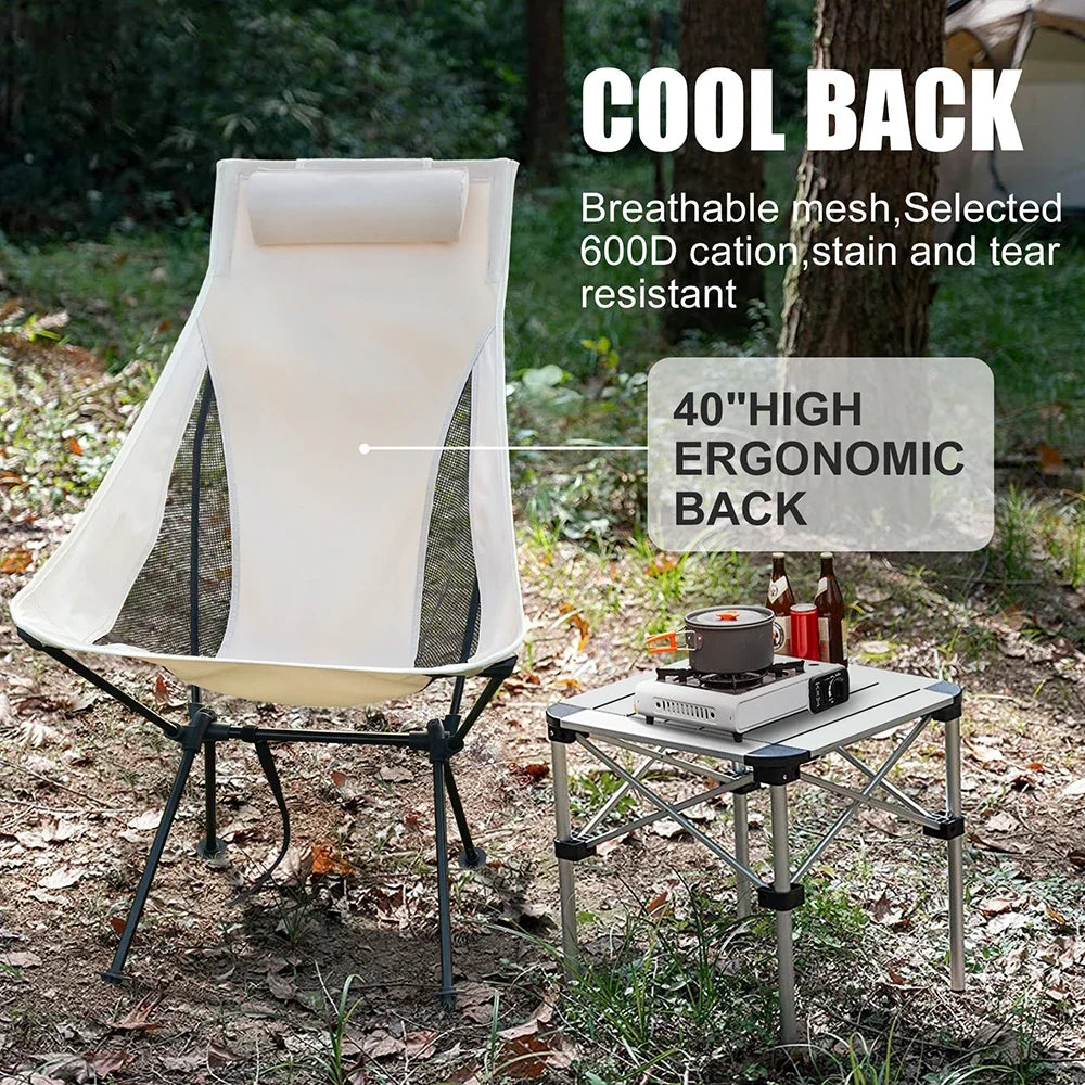 Westtune Portable Folding Camping Chair with Headrest Lightweight Tourist Chairs Aluminum Alloy Fishing Chair Outdoor Furniture Taj Home Store