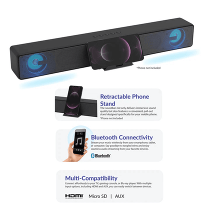 Supersonic 17.6-Inch Portable 10W Bluetooth Soundbar Jupiter Gear Home