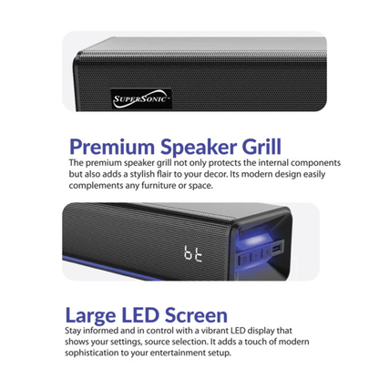 Supersonic 31.5-Inch 60W Bluetooth Soundbar Jupiter Gear Home