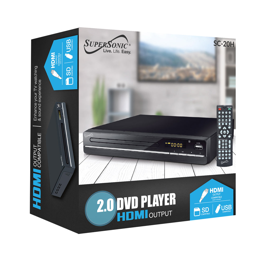 Supersonic 2.0 Channel DVD Player with HDMI Output Jupiter Gear Home