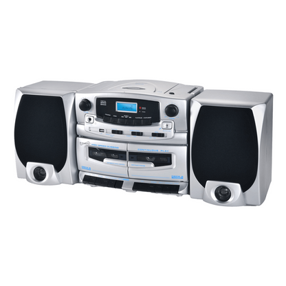 Supersonic Bluetooth Audio System with Double Cassette Recorder &amp; Built-In Mic Jupiter Gear Home
