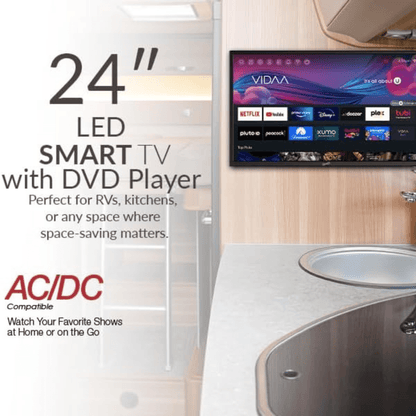 Supersonic Smart 24-inch VDAA DLED AC/DC Television with DVD Player &amp; 12V Car Cord Jupiter Gear Home