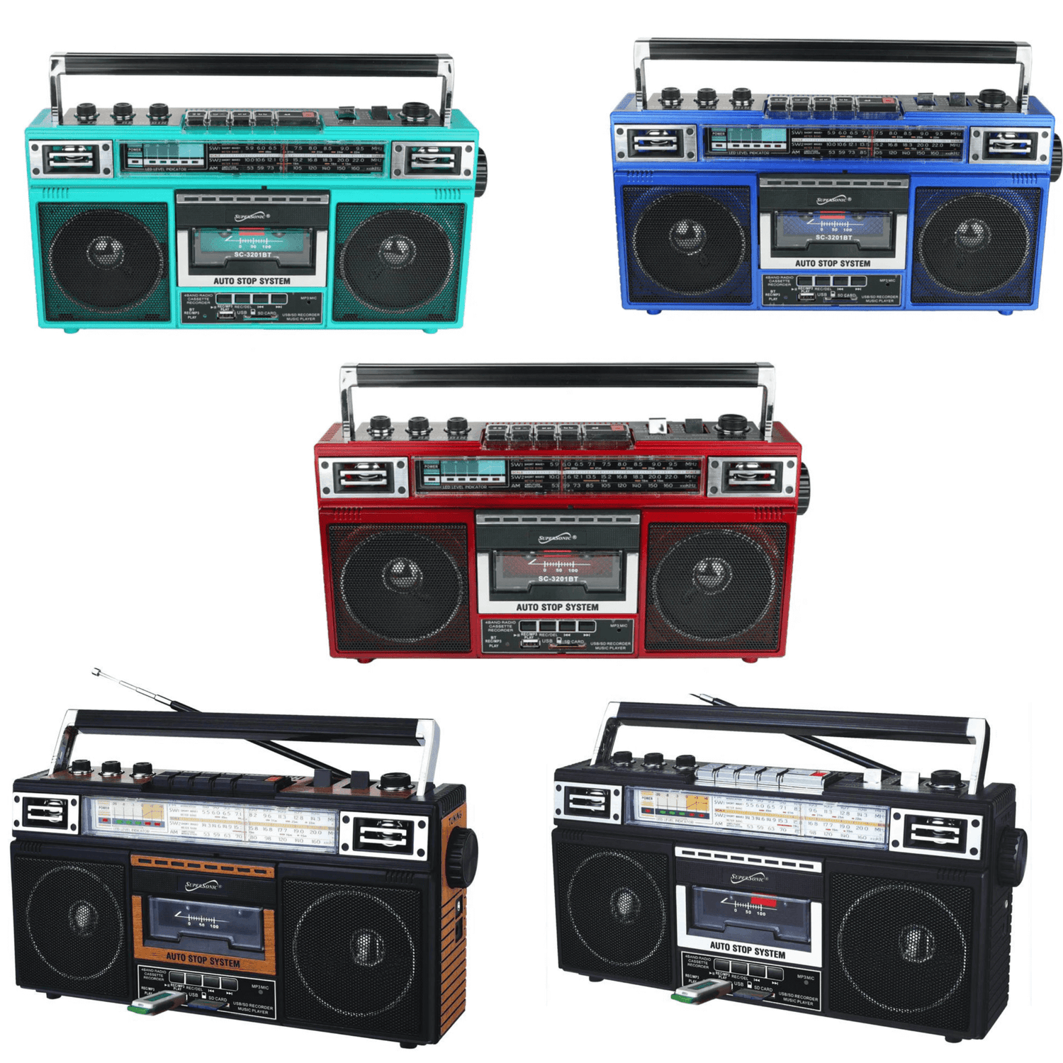 Supersonic 4 Band Bluetooth Radio &amp; Cassette Player + Cassette To Mp3 Converter Jupiter Gear Home