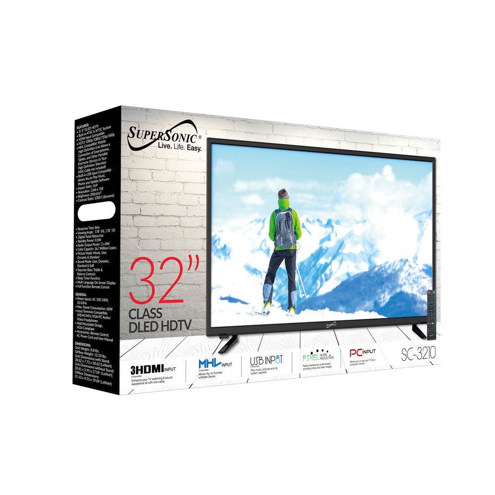 Supersonic 32" 1080p Widescreen LED HDTV with USB, SD Card Reader and HDMI (SC-3210) Jupiter Gear Home