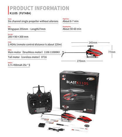 WLtoys K110S RC Helicopters for Adults,3D/6G Mode, 6 Channel Mini Remote control Helicopter,Brushless Motor,  with 3 Batteries Taj Home Store