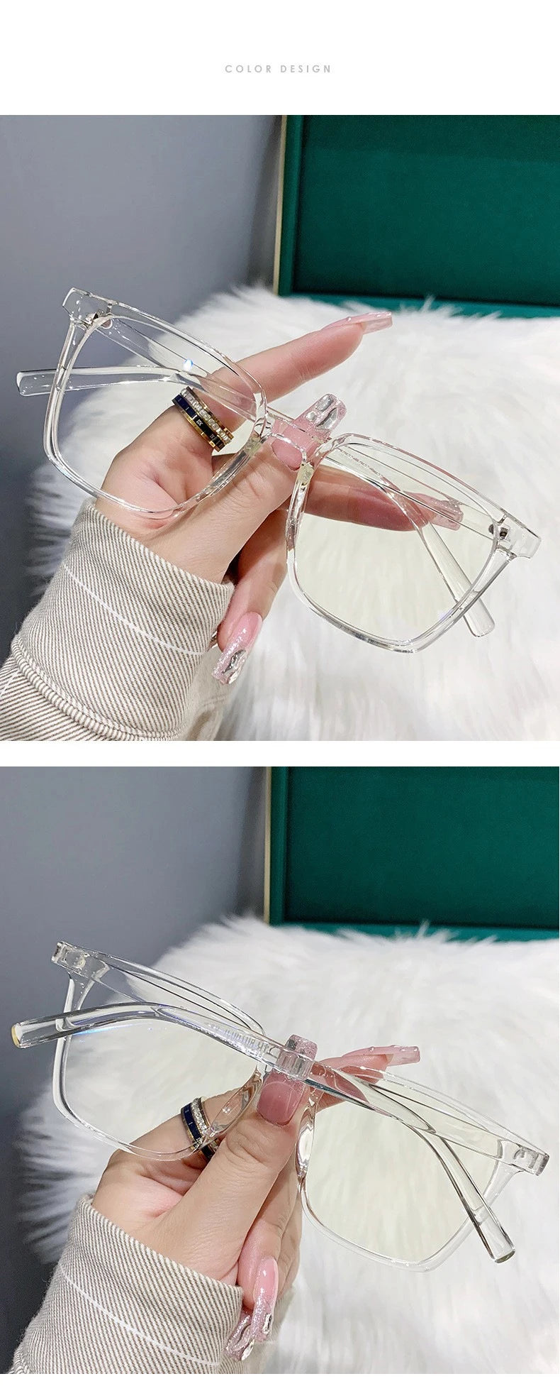 Myopia Glasses, Stylish Retro Square Style For Both Men And Women, Trendy For Students, Plain Face Makeup Style.15951 Taj Home Store