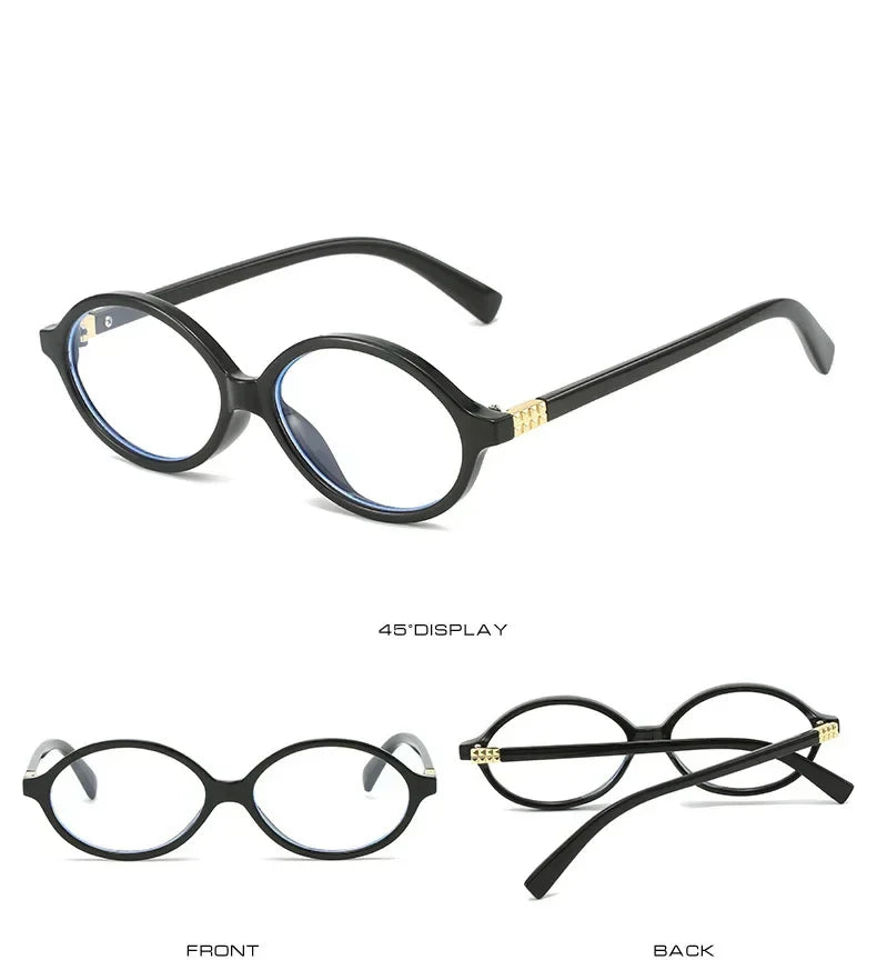 Elliptical Artistic Style Myopia Glasses Retro Small Frame Flat Lenses Ultra Light Finished Near Sight Eyewear Fashion Goggles Taj Home Store