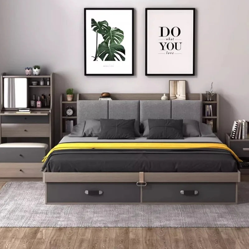 Unique Bedroom Bed Aesthetic Modern Girls Storage Luxury Bed Lounge Sleeping Headboard Letto Matrimoniale Home Accessories Taj Home Store