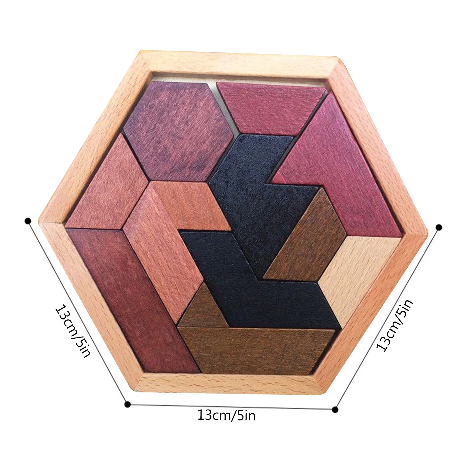 Hexagonal Wooden Geometric Shape Jigsaw Puzzles Chess Game Board Montessori Toys Brain Teaser Educational Intelligence Toys Taj Home Store