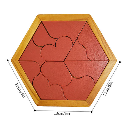 Hexagonal Wooden Geometric Shape Jigsaw Puzzles Chess Game Board Montessori Toys Brain Teaser Educational Intelligence Toys Taj Home Store