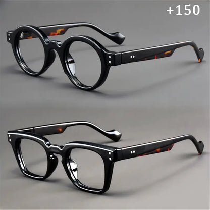 A set of 2 vintage round and square reading glasses, suitable for both men and women, designed to assist with presbyopia Taj Home Store