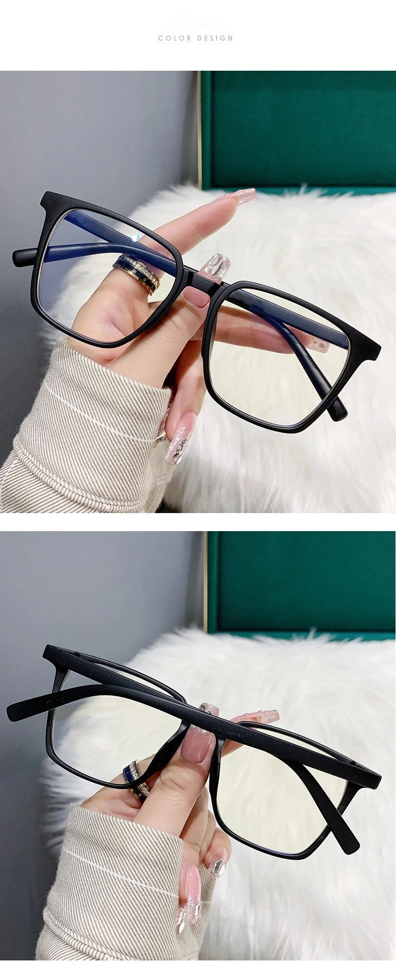 Myopia Glasses, Stylish Retro Square Style For Both Men And Women, Trendy For Students, Plain Face Makeup Style.15951 Taj Home Store