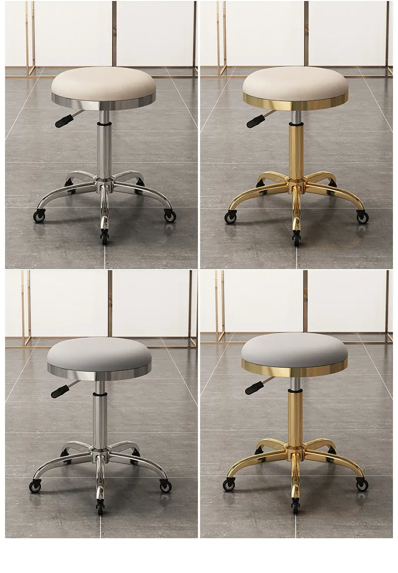 Height-adjustable Round Stools with Swivel Casters Barber&