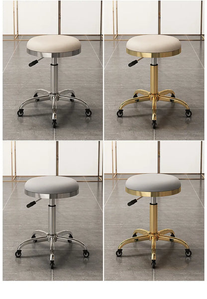 Height-adjustable Round Stools with Swivel Casters Barber&