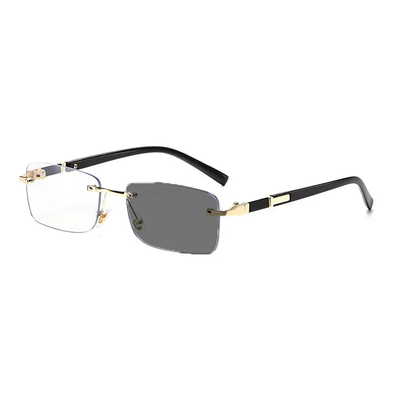 Business High-end Near Sight Glasses Trendy Photochromic Edgeless Frameless Myopia Glasses Small Square Color Change Eyewear Taj Home Store