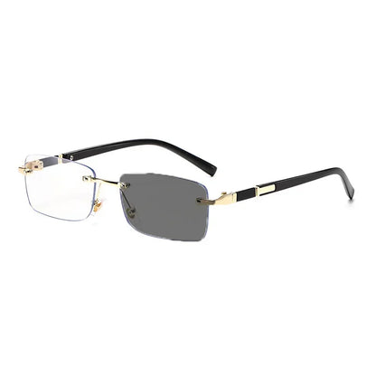 Business High-end Near Sight Glasses Trendy Photochromic Edgeless Frameless Myopia Glasses Small Square Color Change Eyewear Taj Home Store
