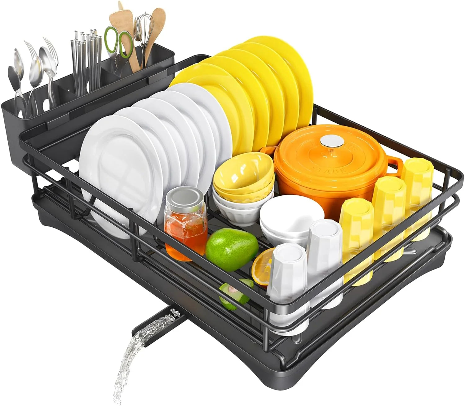 Dish Drying Rack for Kitchen Counter Large Dish Rack with Drainboard Rustproof Dish Drainer with Utensil Holder for Sink Taj Home Store