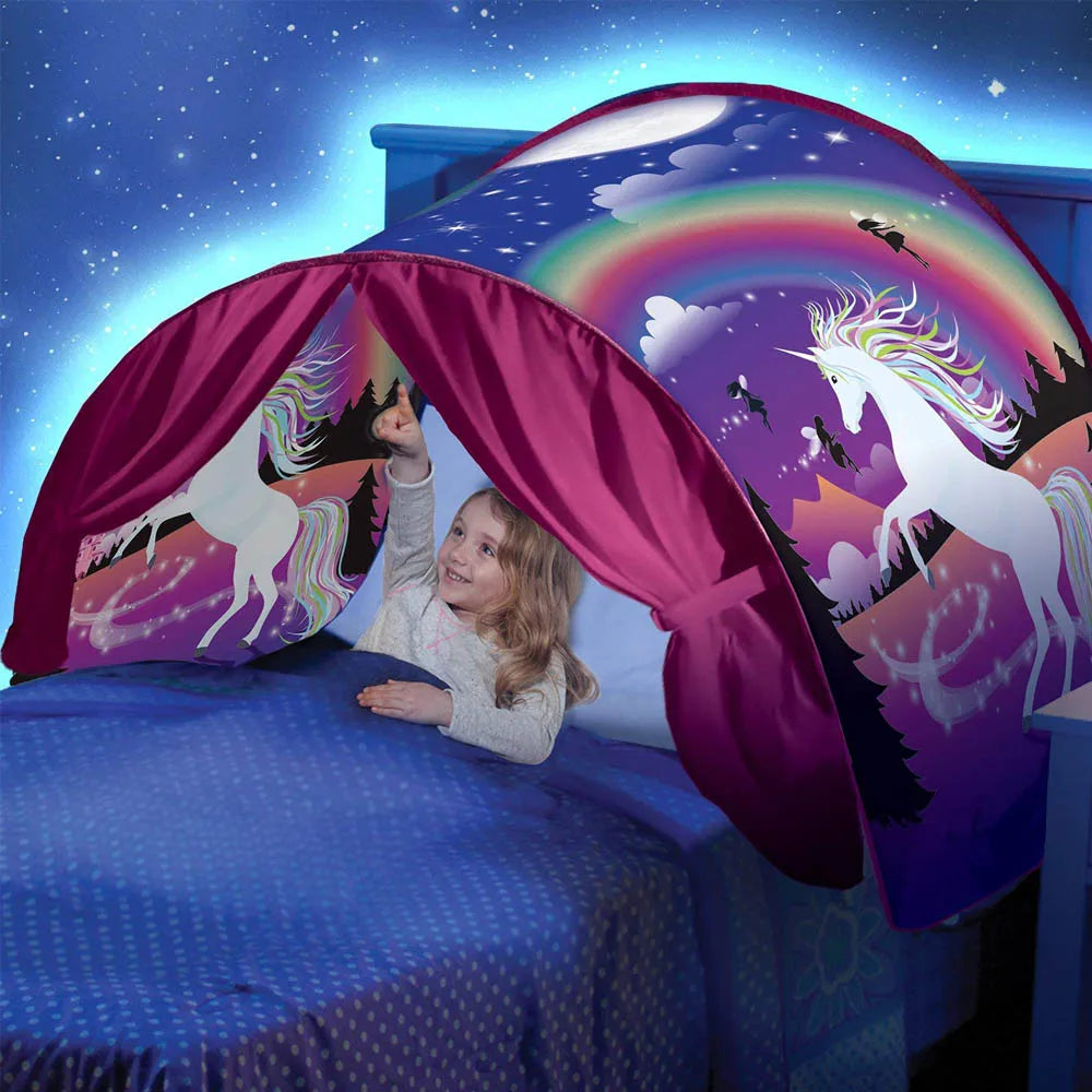 Dream Tent with light show for Kids Bed with Storage Pocket Foldable Kids Tent on Bed Mosquito Net Tent Taj Home Store