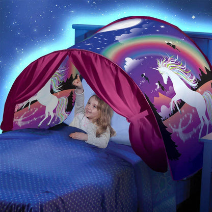 Dream Tent with light show for Kids Bed with Storage Pocket Foldable Kids Tent on Bed Mosquito Net Tent Taj Home Store