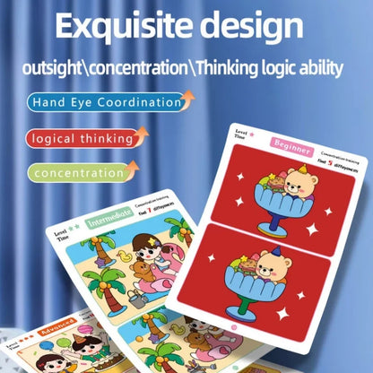 Find Differences Card Game Reusable Cartoon Educational Puzzle for Kids Three Difficulty Levels for Focus Attention Training Taj Home Store