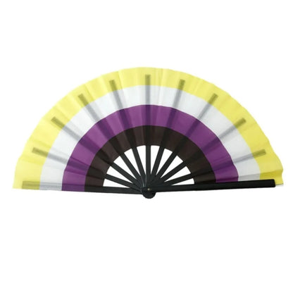 Fashion Plastic Colourful Hand Fans 33cm Colourful Kung Fu Fan Folding Rainbows Pattern Hand Folding Fan Dance Performance Taj Home Store