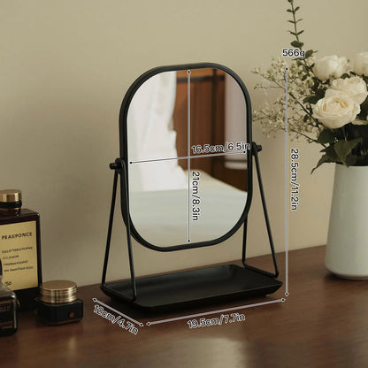 Rotating makeup mirror, light luxury style desktop with chassis, can store large makeup mirror, home dressing table mirror Taj Home Store