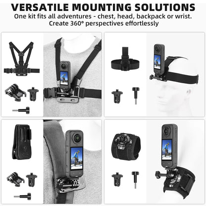 Accessories Kit for Insta 360 X5 X4 x3 Chest Mount Head Strap Backpack Clip Holder Wrist Strap for Insta 360 X5 X4 X3 Accessory Taj Home Store