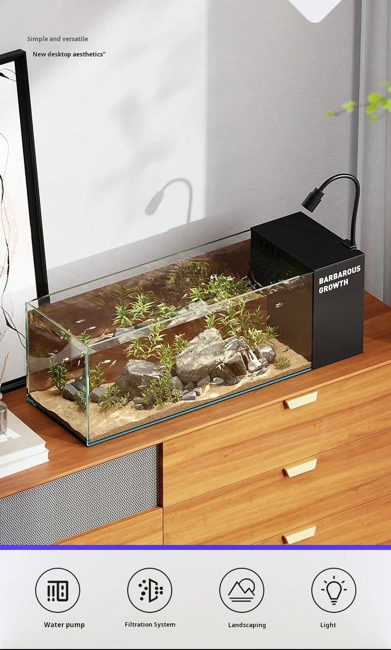 Rectangular 220V aquarium made of eco-friendly acrylic and glass, suitable for aquatic use