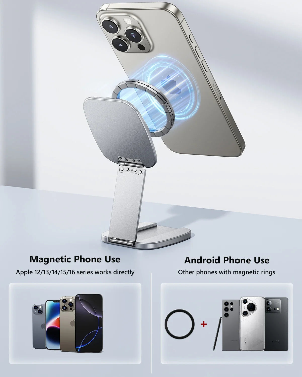 Eary Gym Magnetic Phone Holder Mount For Wall Portable Aluminum Metal Stand With Foldable Pocket Size Gym Essentials Accessories Taj Home Store