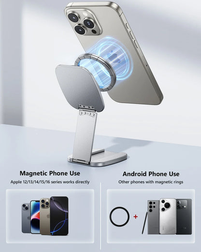 Eary Gym Magnetic Phone Holder Mount For Wall Portable Aluminum Metal Stand With Foldable Pocket Size Gym Essentials Accessories Taj Home Store