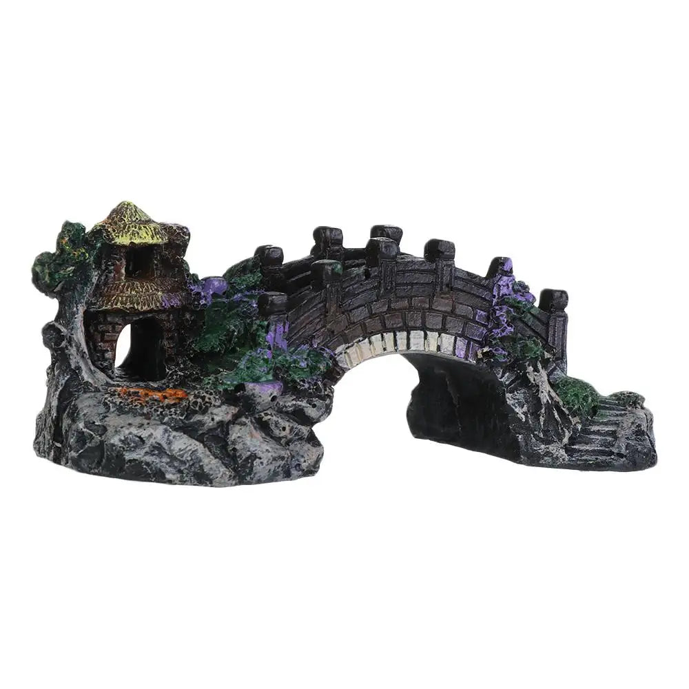 Aquarium Accessories Arbor Tree Plant Fake Landscaping Fish Tank Ornament Artificial Bridge Rockery Resin Aquarium Ornaments Taj Home Store