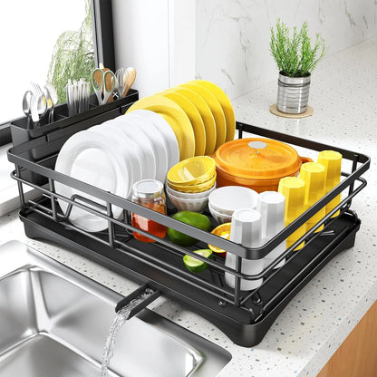 Dish Drying Rack for Kitchen Counter Large Dish Rack with Drainboard Rustproof Dish Drainer with Utensil Holder for Sink Taj Home Store