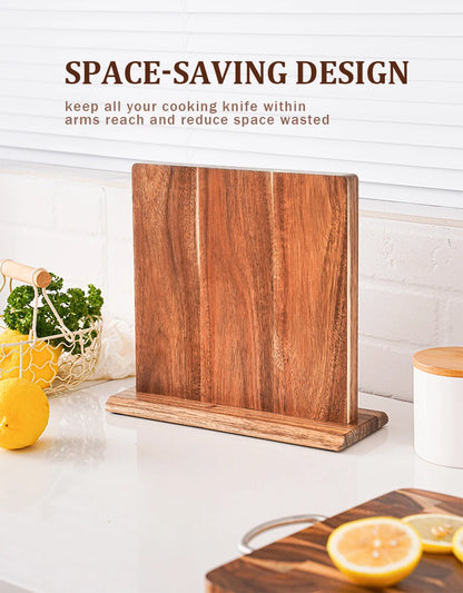 New Acacia Wood Home Kitchen Magnetic Knife Block Holder Rack Magnetic Stands with Strong Enhanced Magnets Taj Home Store