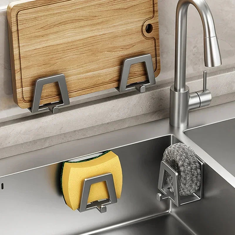 4/1pcs Stainless Steel Sponge Holder Self Adhesive Sink Drain Drying Sponges Racks Shelf Kitchen Storage Wall Holders Organizer Taj Home Store