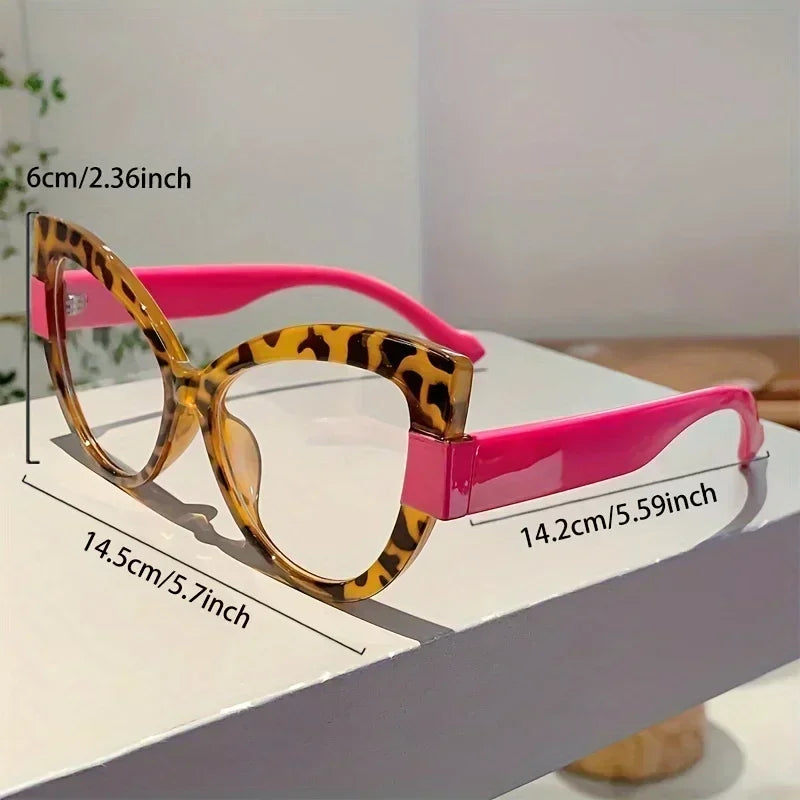 New Fashionable High-definition Cat Eye Glasses with Large Frame Color Blocking Design and Multi-color Anti Blue Light Glasses