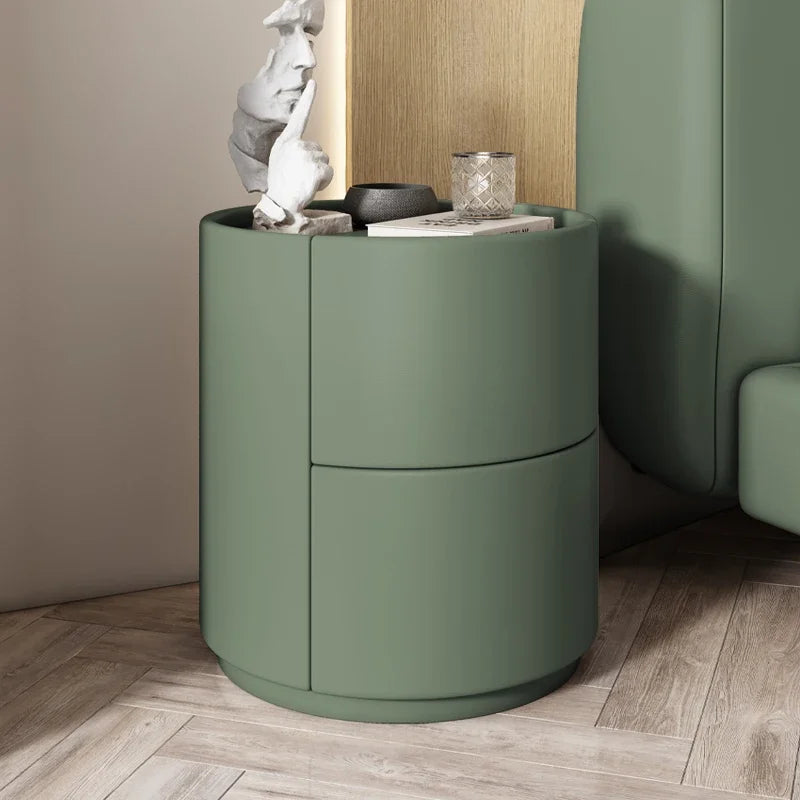 Home Living Room Sofa Side Cabinet, Creative Round Solid Wood Bedside Table, New Simple Modern Small Bedroom Storage Cabinet Taj Home Store