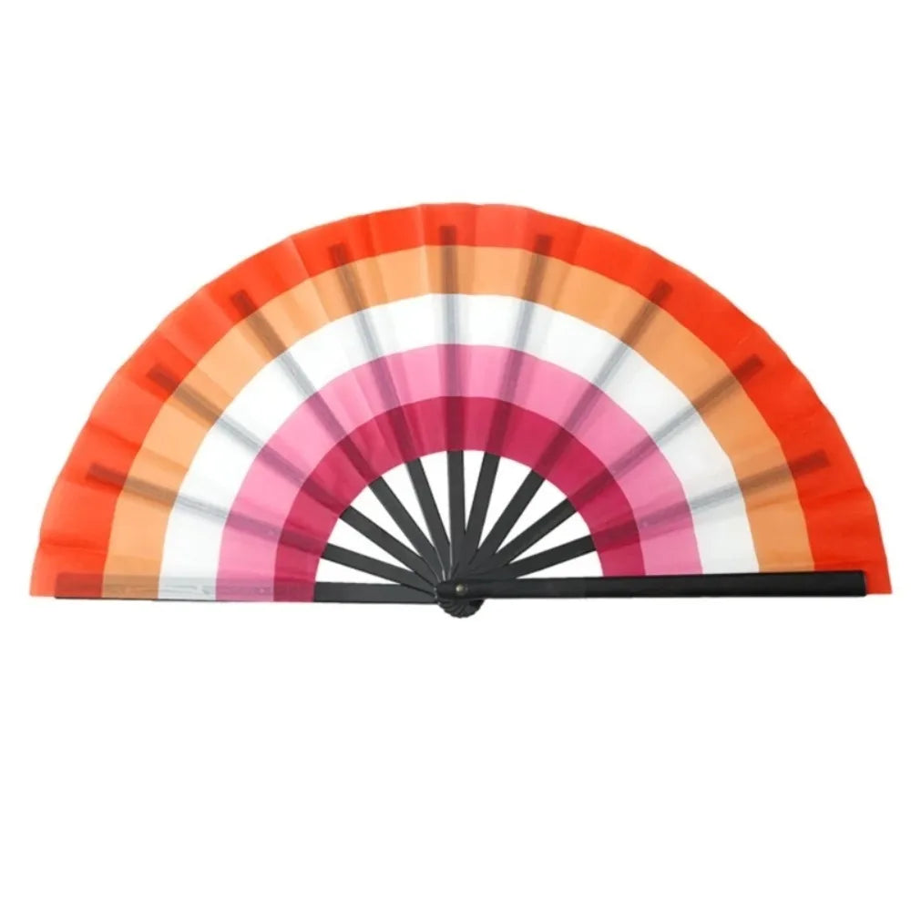 Fashion Plastic Colourful Hand Fans 33cm Colourful Kung Fu Fan Folding Rainbows Pattern Hand Folding Fan Dance Performance Taj Home Store