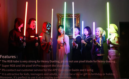 TXQSABER Heavy Dueling Lightsaber SNV4 Neo Pixel Bluetooth App Control Smooth Swing Metal Hilt Blaster Sword Kids Toys Taj Home Store