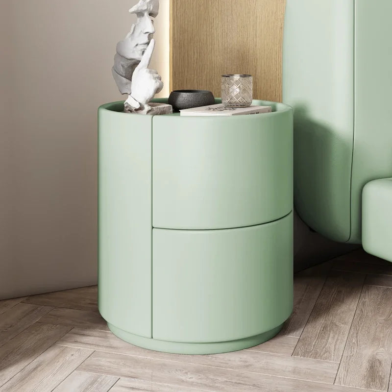 Home Living Room Sofa Side Cabinet, Creative Round Solid Wood Bedside Table, New Simple Modern Small Bedroom Storage Cabinet Taj Home Store