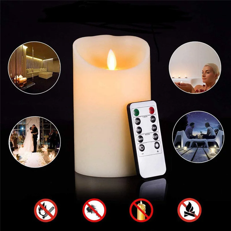 LED Candles, Flickering Flameless Candles, Rechargeable Candle, Real Wax Candles with Remote Control,10cm A Taj Home Store