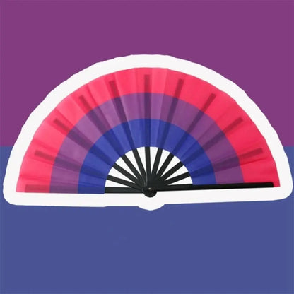 Fashion Plastic Colourful Hand Fans 33cm Colourful Kung Fu Fan Folding Rainbows Pattern Hand Folding Fan Dance Performance Taj Home Store