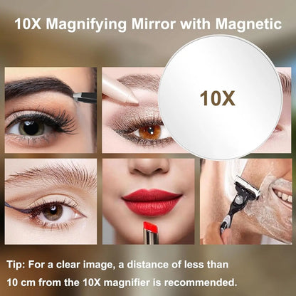 Vanity Mirror with Lights, Makeup Mirror with 3 Color Lighting Modes, Detachable 10X Magnification, Touch Control &amp; 360°Rotation Taj Home Store