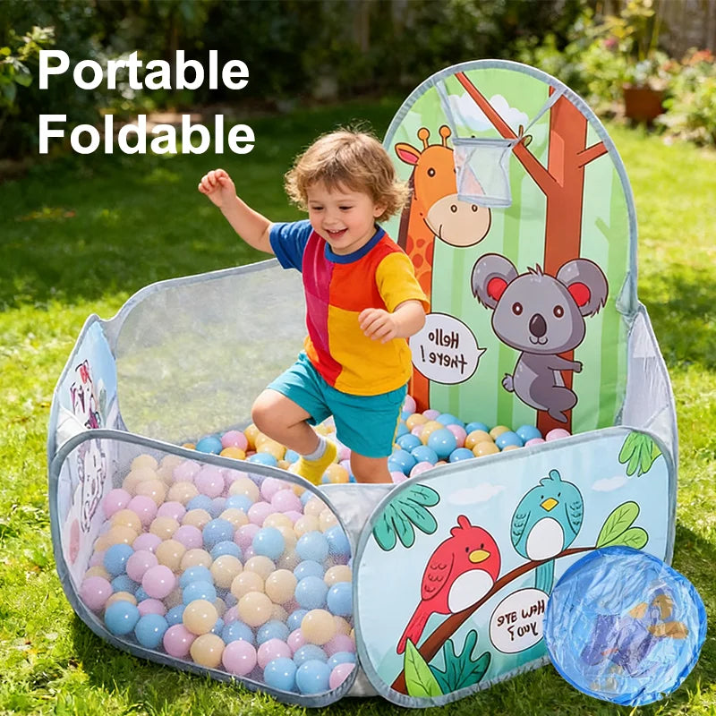 120cm Hexagon Children Ball Pool with Basketball Hoop Portable Foldable Kid Playpen Playground Gym Play Mat Baby Sport Education Taj Home Store