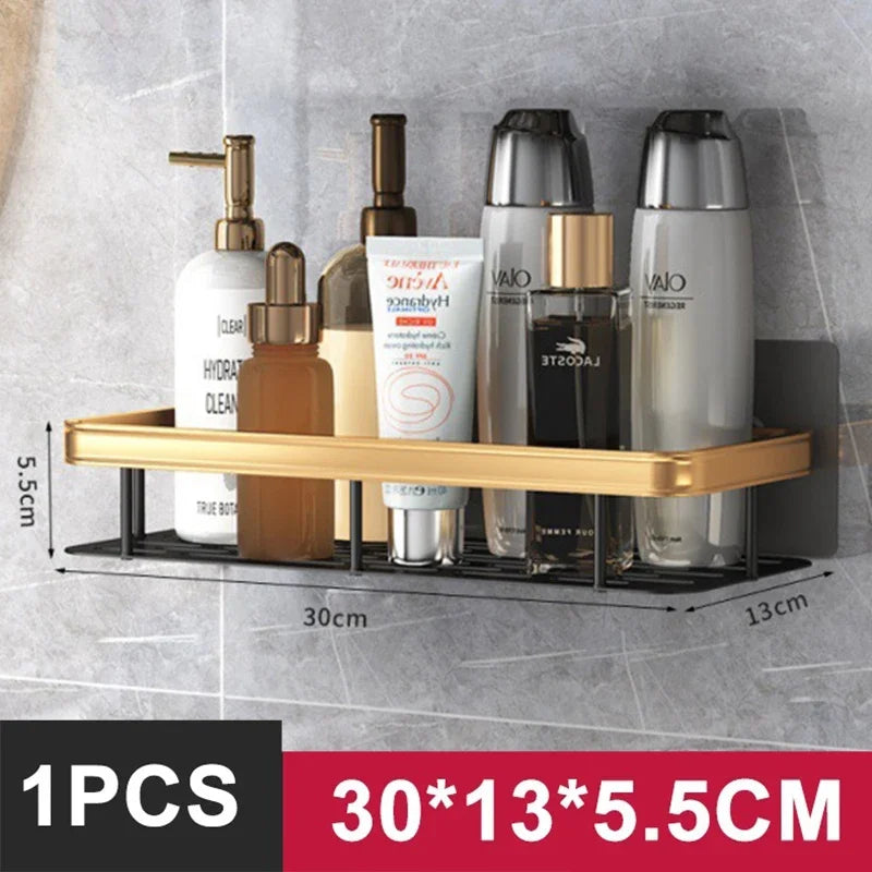 Bathroom Shelf Kitchen Storage Organizer Aluminum Alloy Shampoo Rack Shower Shelf Bathroom Accessories No Drill Shelf Taj Home Store